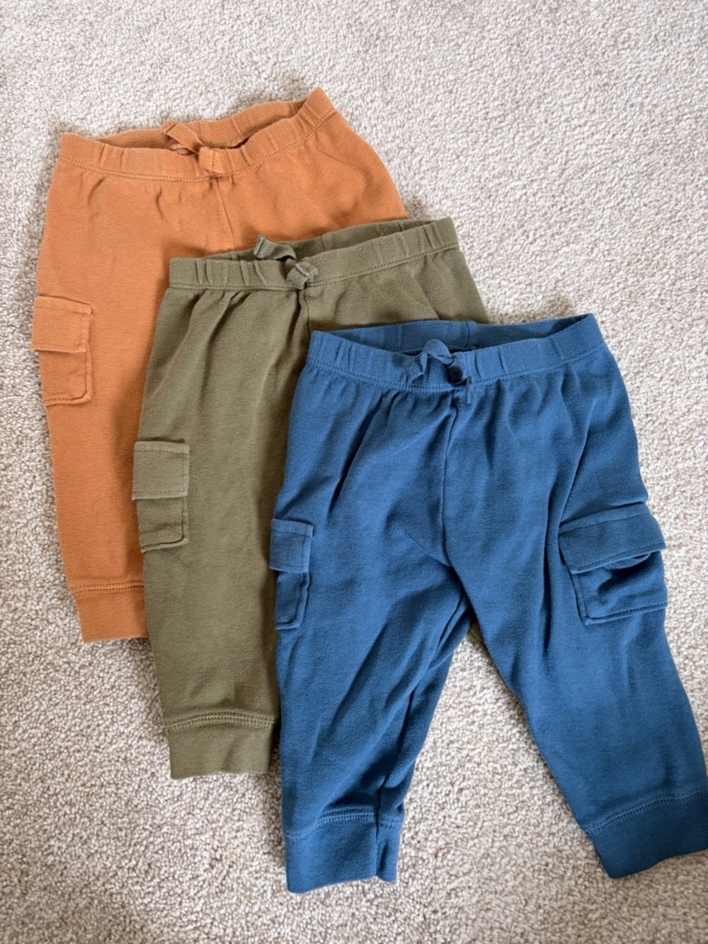 Baby Cargo Jogger Pants - Blue, Olive & Rust
